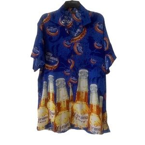 Corona Cervesa Tropical Hawaiian Men's XL 100% Rayon Short Sleeve Shirt